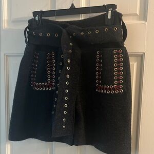 Black Skirt with Eyelet Details